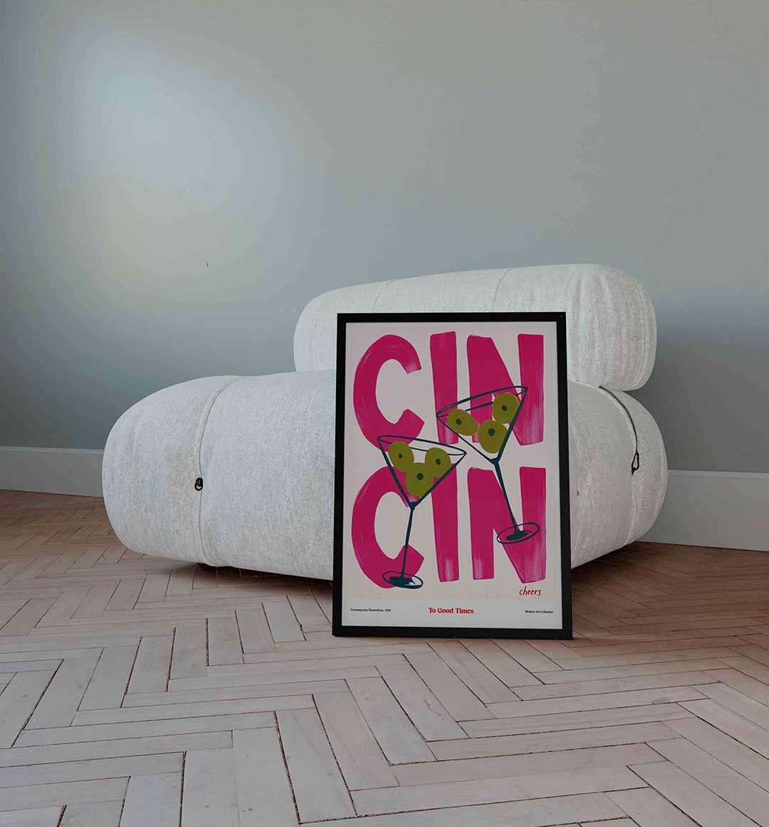 Cocktailglazen en tekst Poster