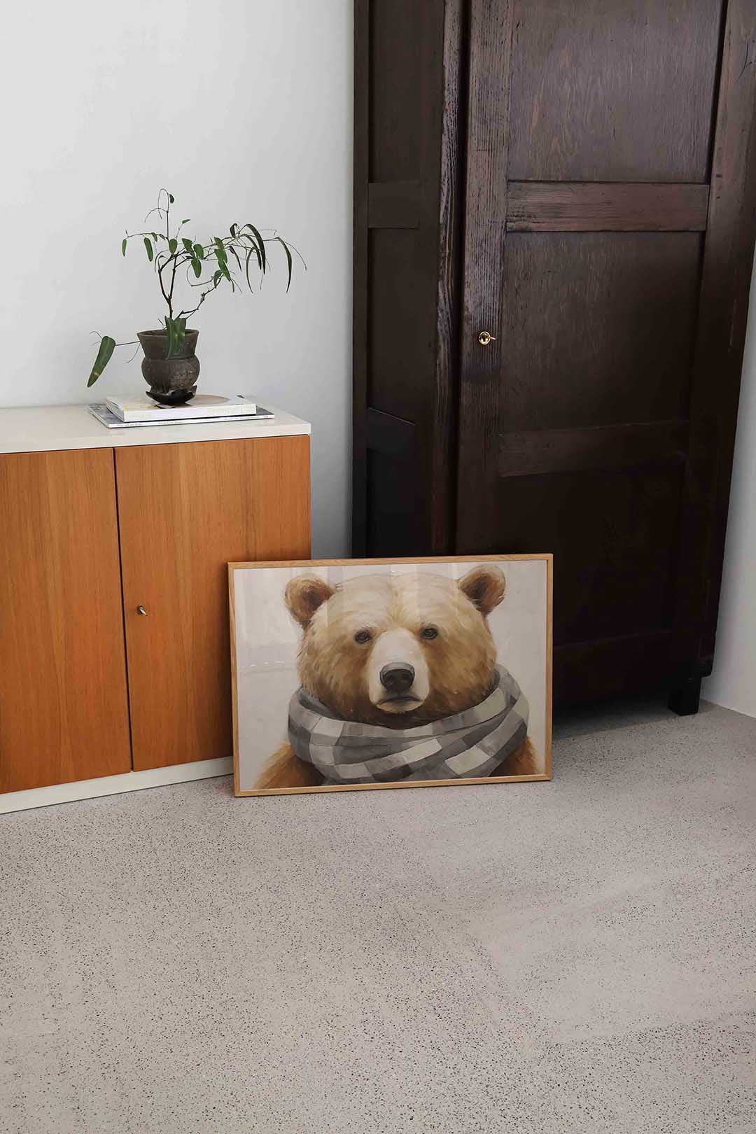Beer met sjaal Poster