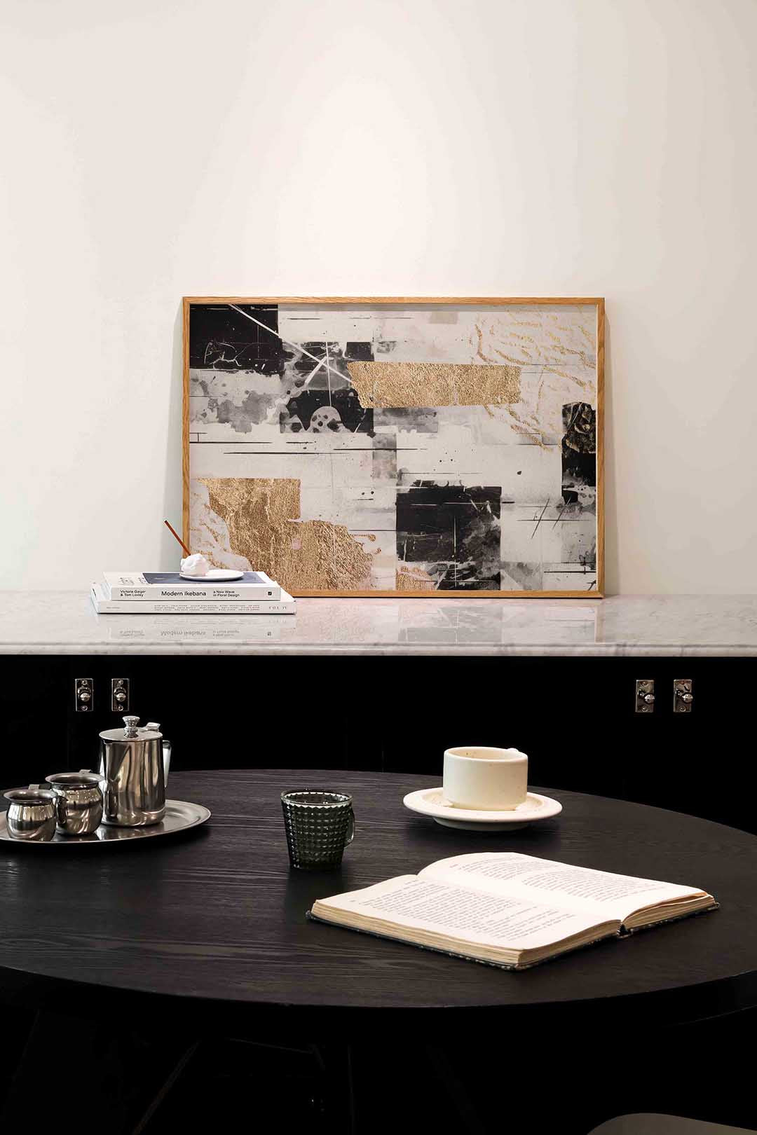 Abstracte vormen en goud Poster