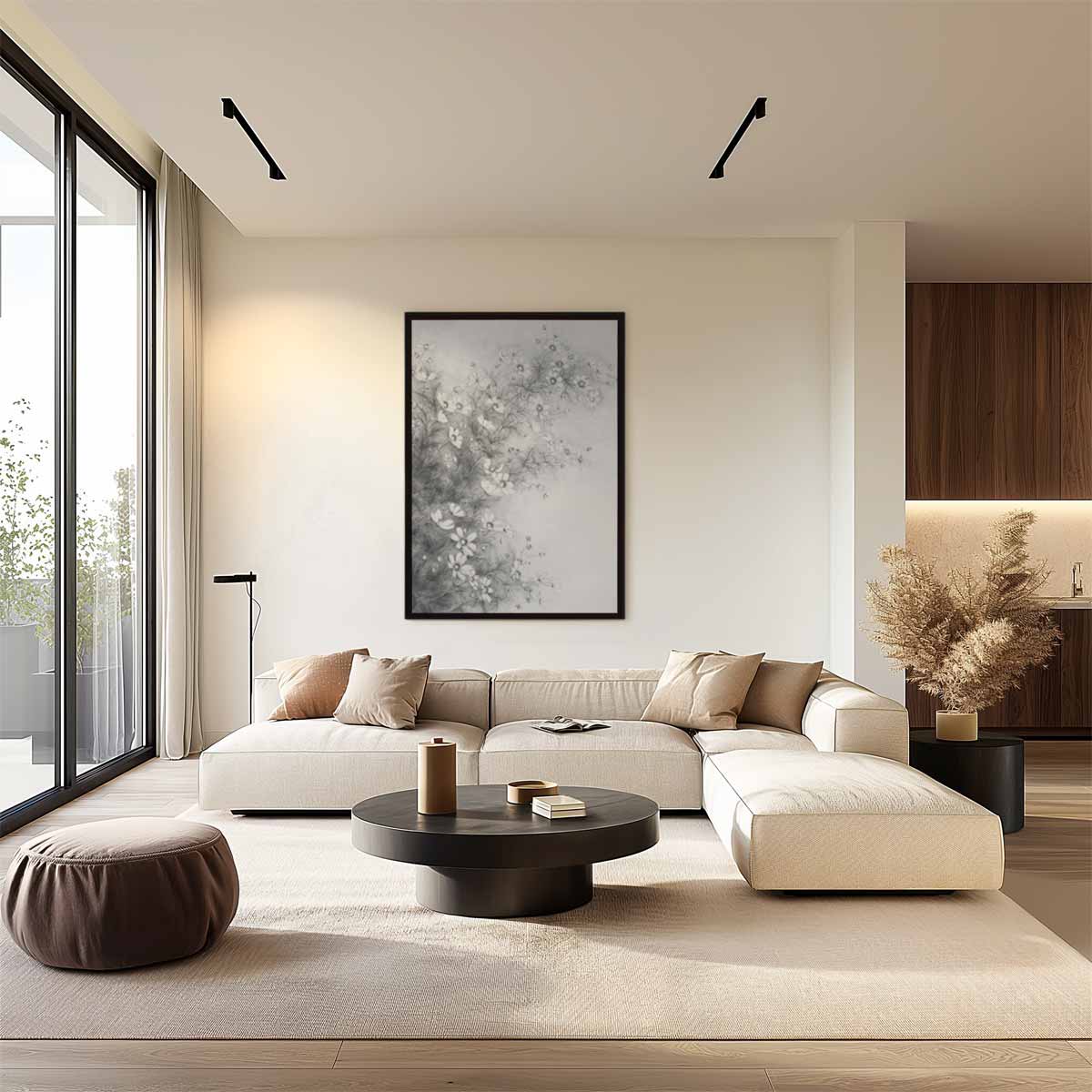 Bloemenpracht in Zwart en Wit Kunstwerk-canvas-dibond-plexiglas-wanddecoratie-WallArtistic