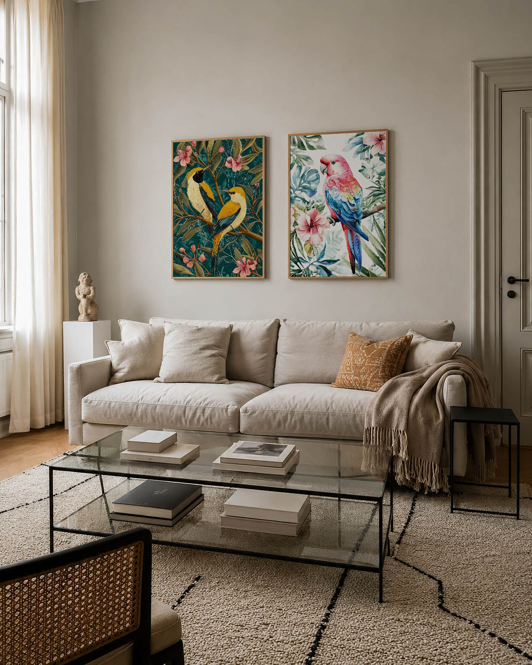 Vogels en bloemen Posterset