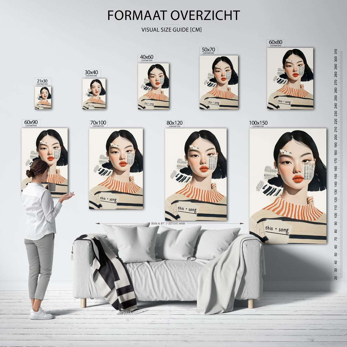Vrouw met tekst en muziek Poster