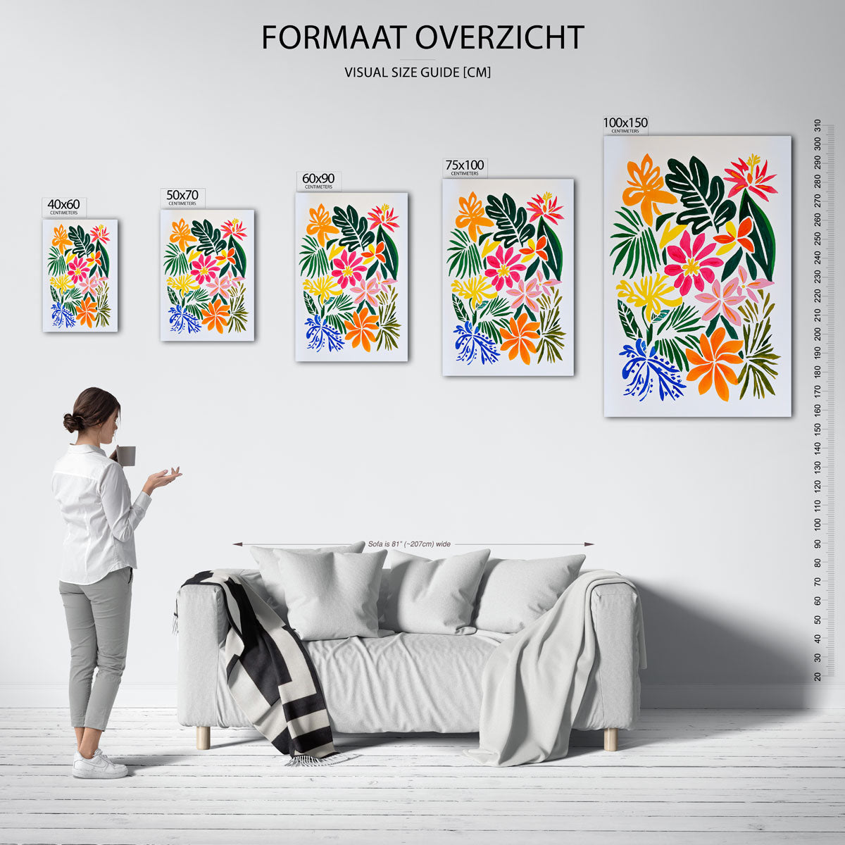 Kleurrijke bloemencompositie Kunstwerk
