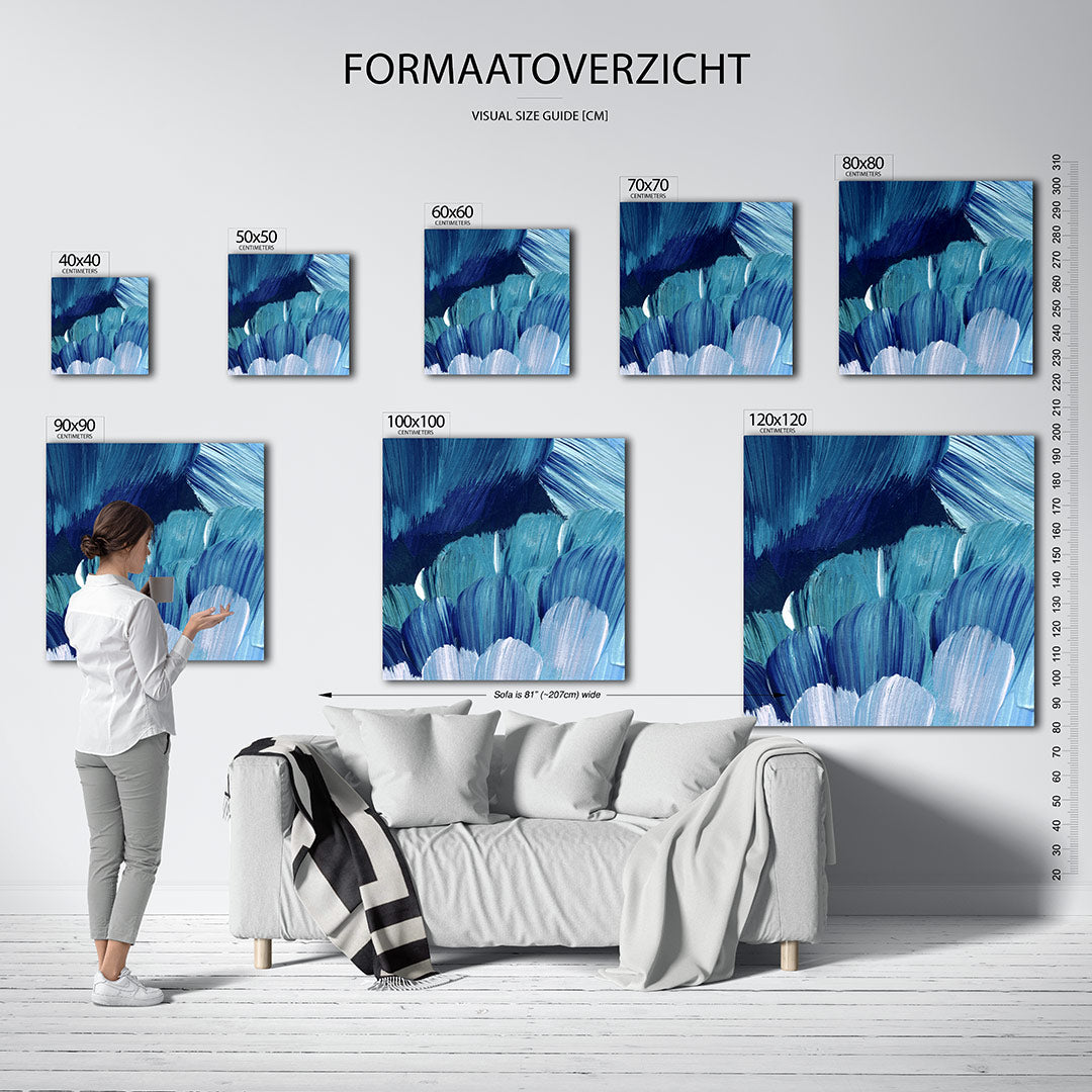 Dynamische blauwe beweging Kunstwerk