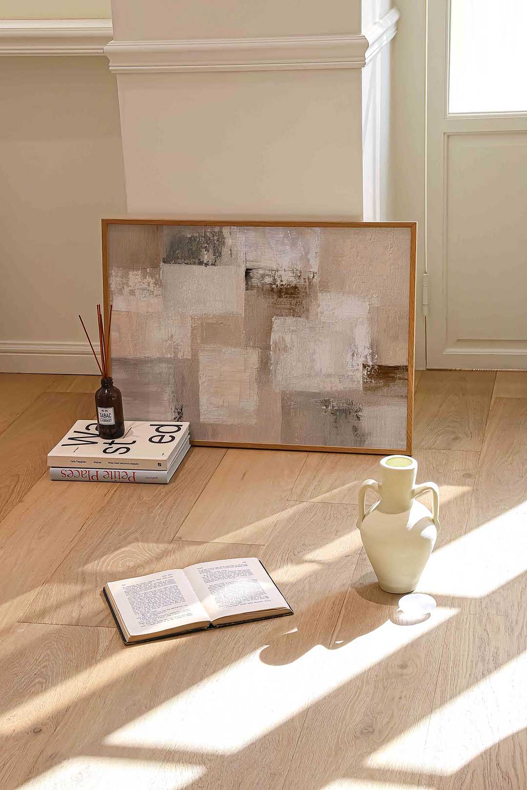 Abstracte beige en witte vlakken Poster