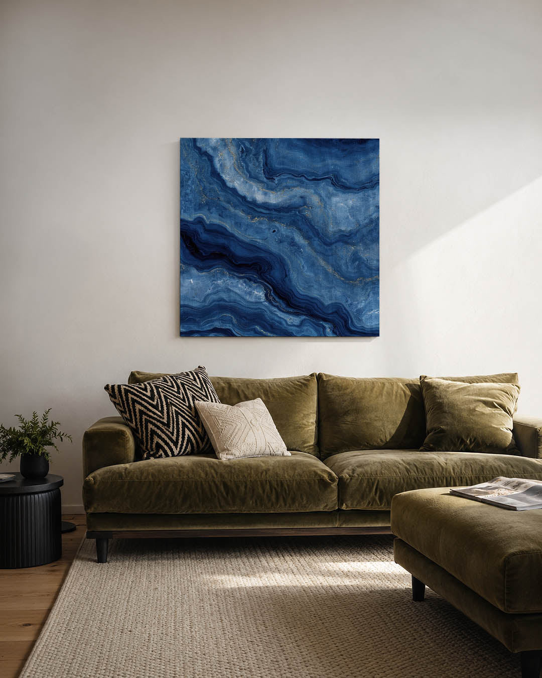 Golvende blauwe patronen Kunstwerk