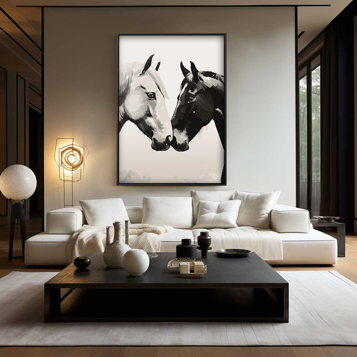 Vriendschap van Paarden Kunstwerk-canvas-dibond-plexiglas-wanddecoratie-WallArtistic
