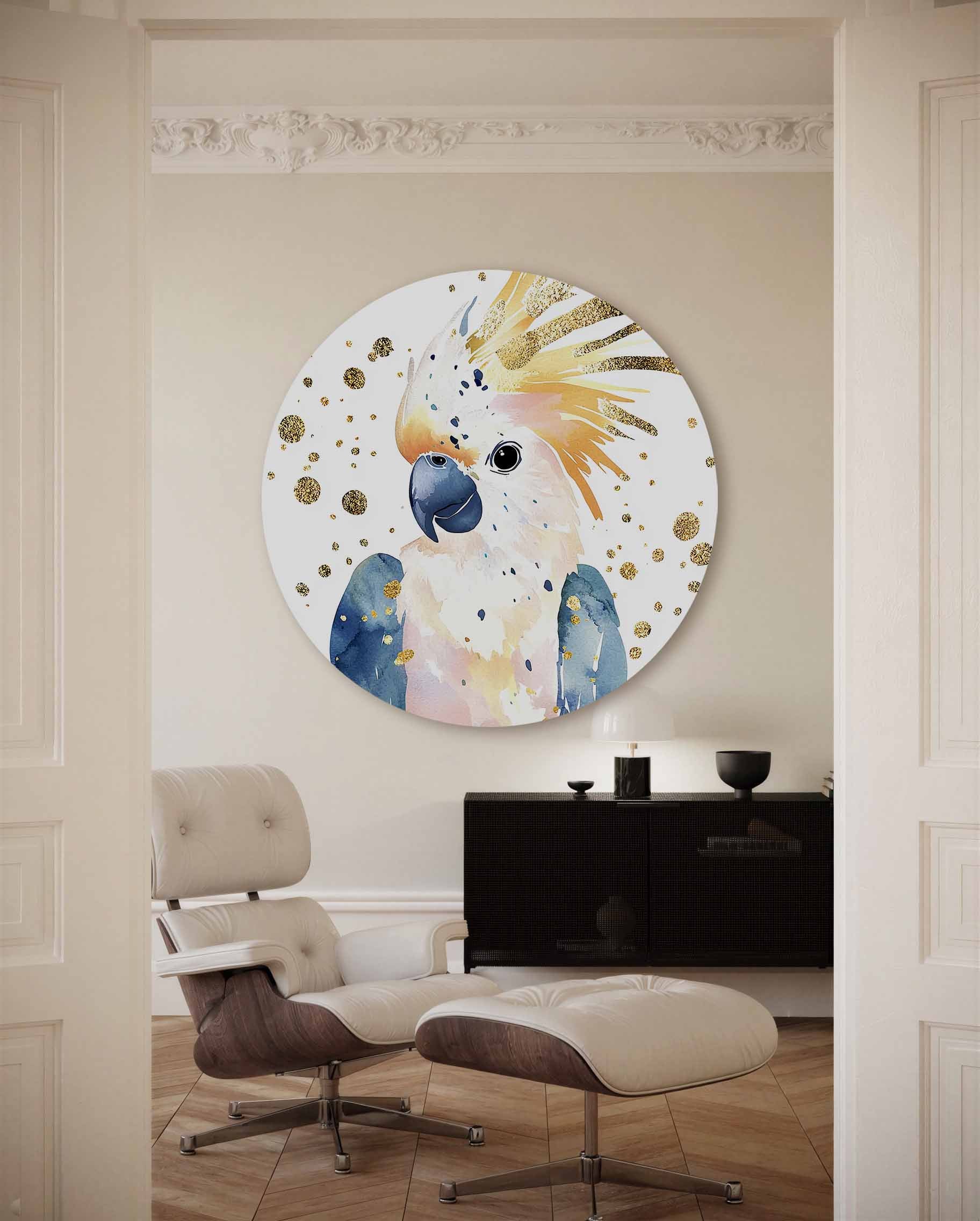 Papegaai met gouden accenten Muurcirkel