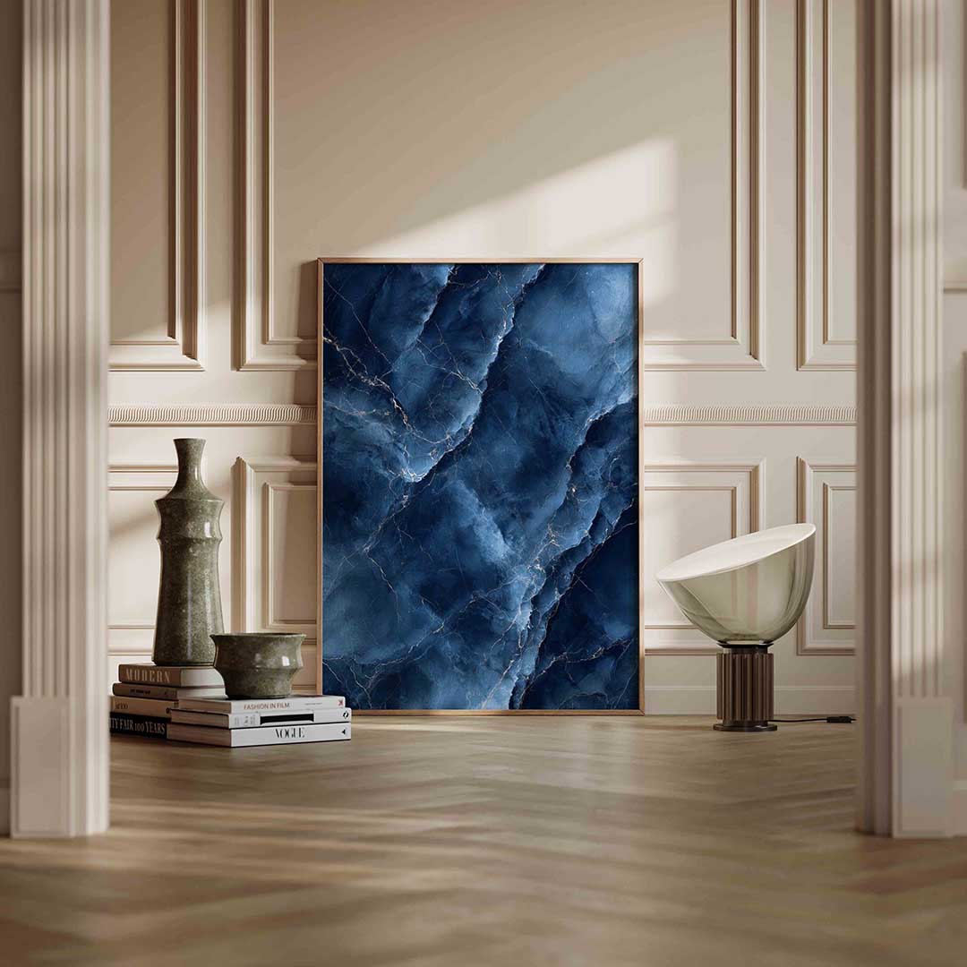 Blauwe marmerstructuur Poster