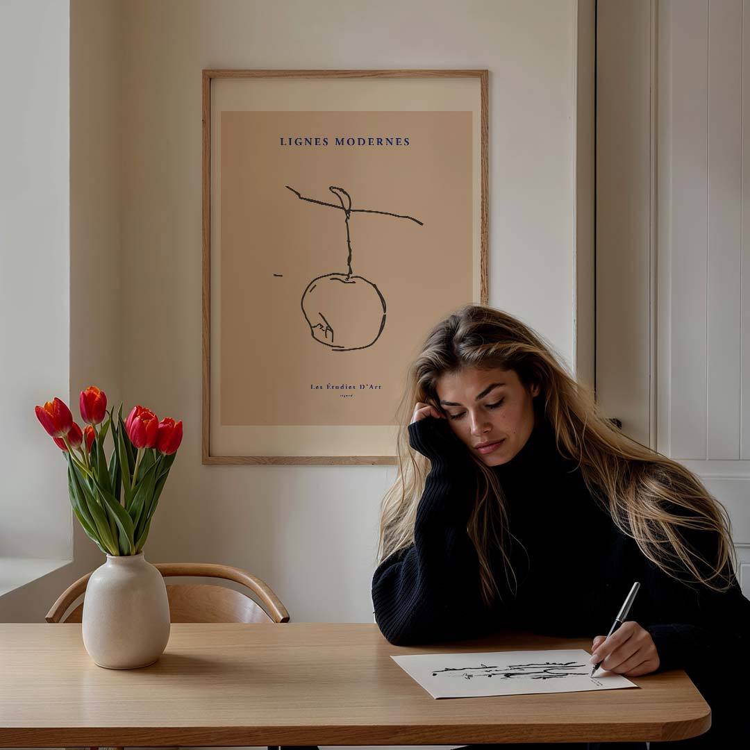 Moderne Lijnen Appel Poster-WallArtistic