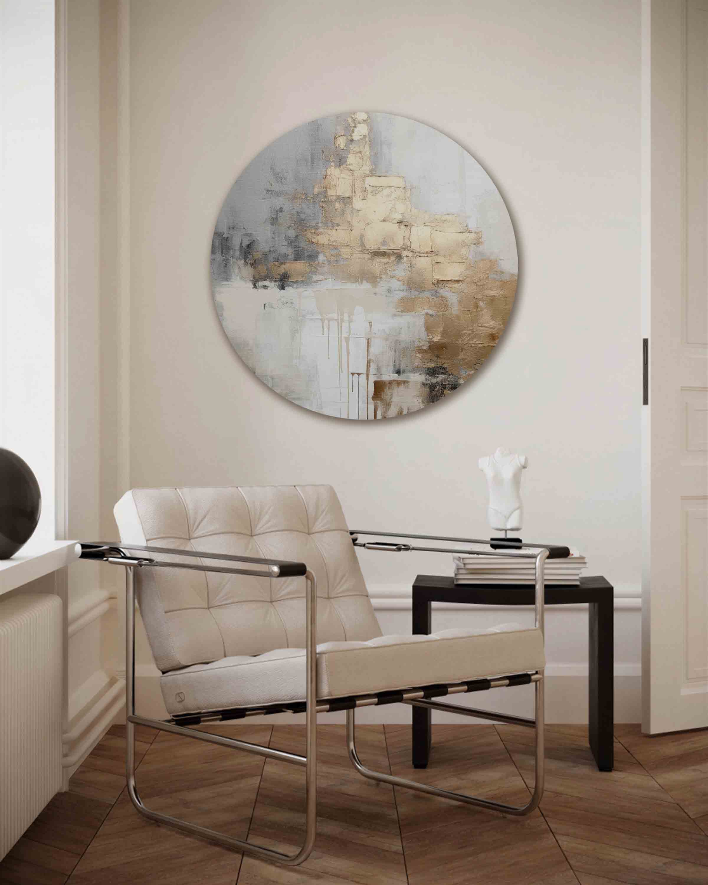 Abstracte gouden en grijze Muurcirkel
