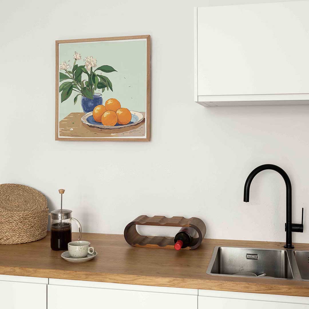 Sinaasappels en bloemen Poster