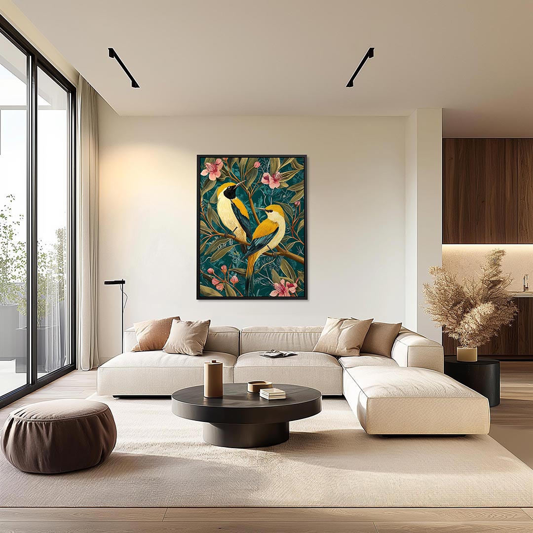 Vogels en bloemen Kunstwerk