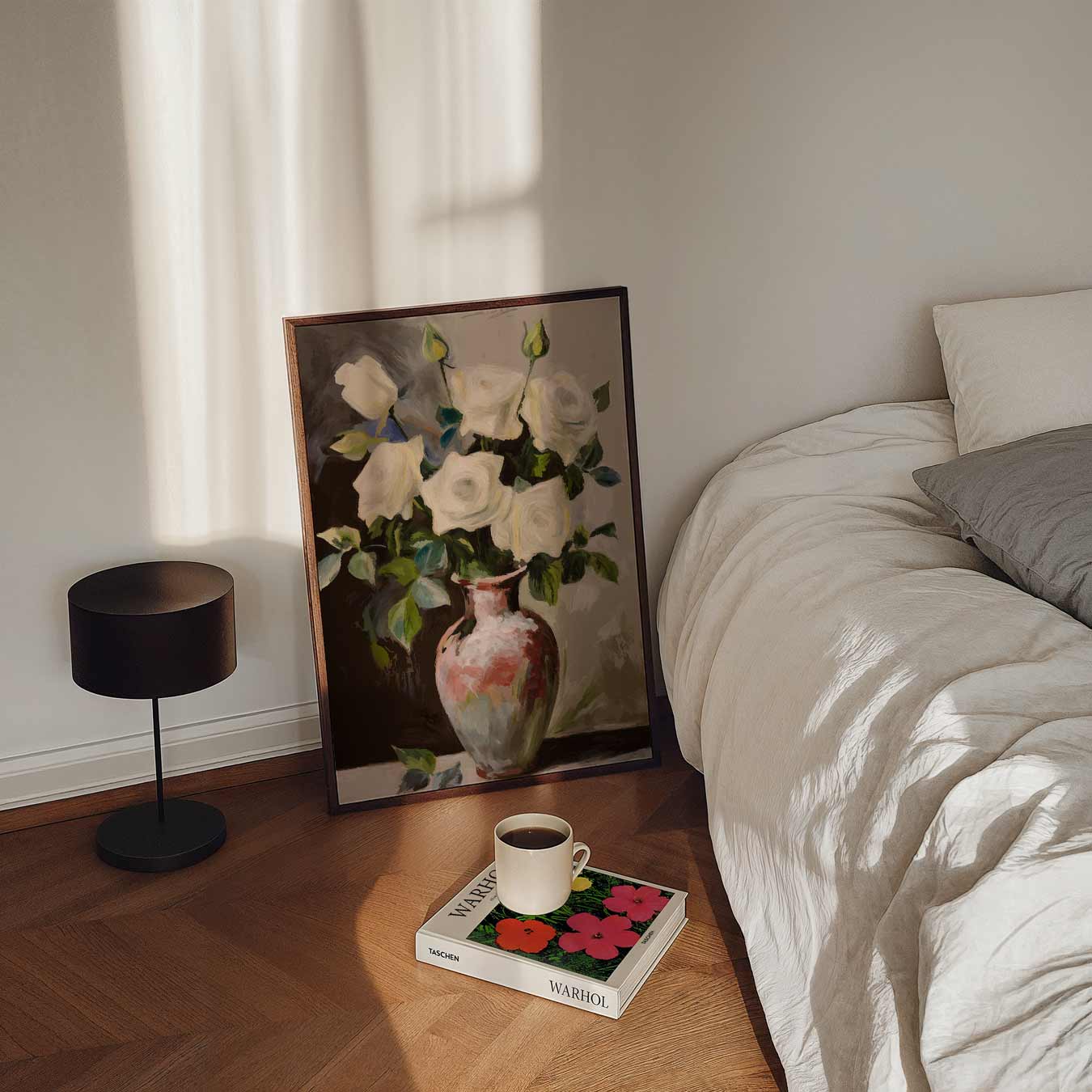 Elegante Witte Rozen Poster-WallArtistic
