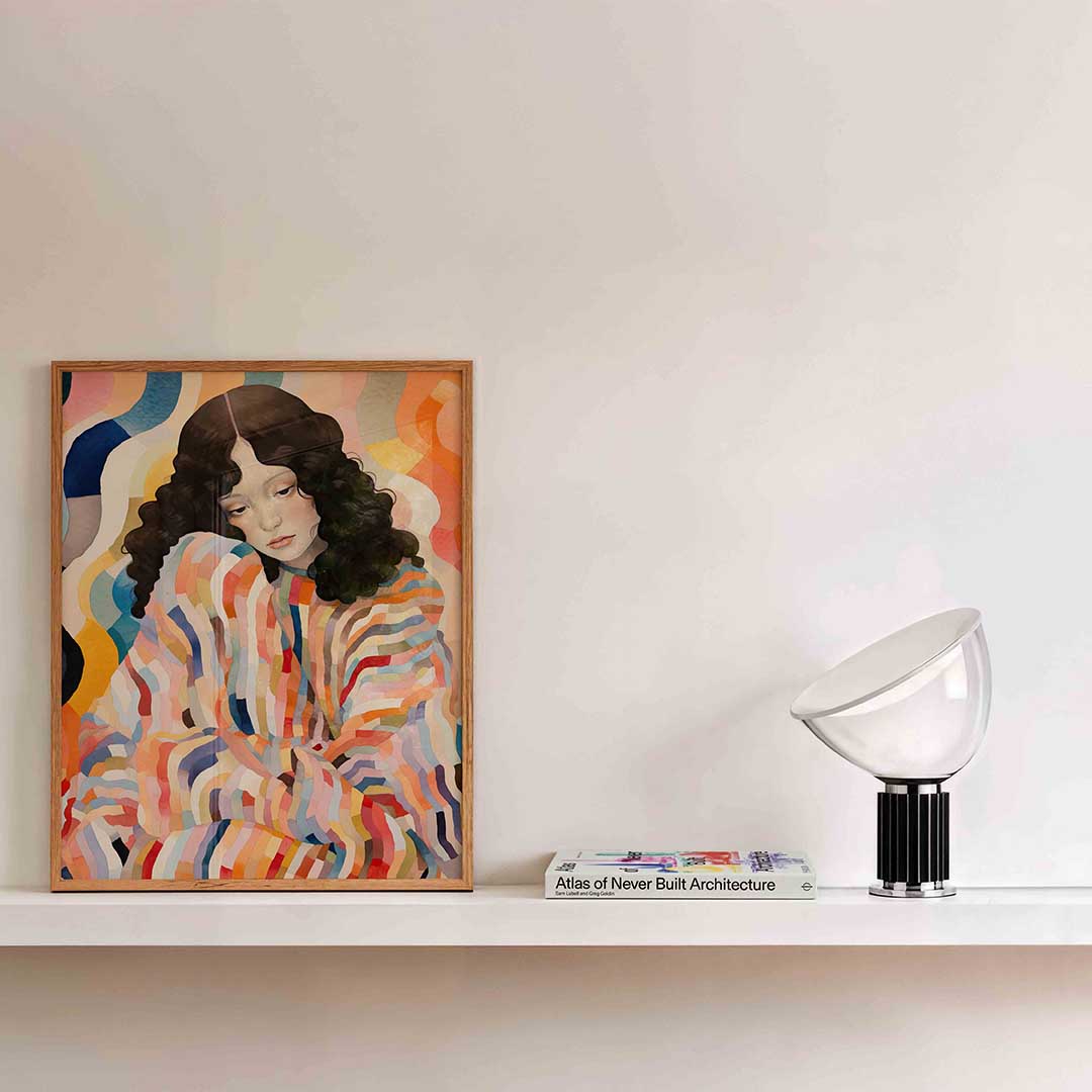 Vrouw met kleurrijke strepen Poster