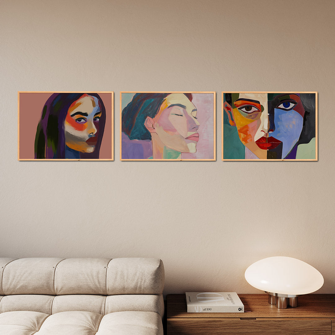 Kleurrijke portretvlakken Posterset