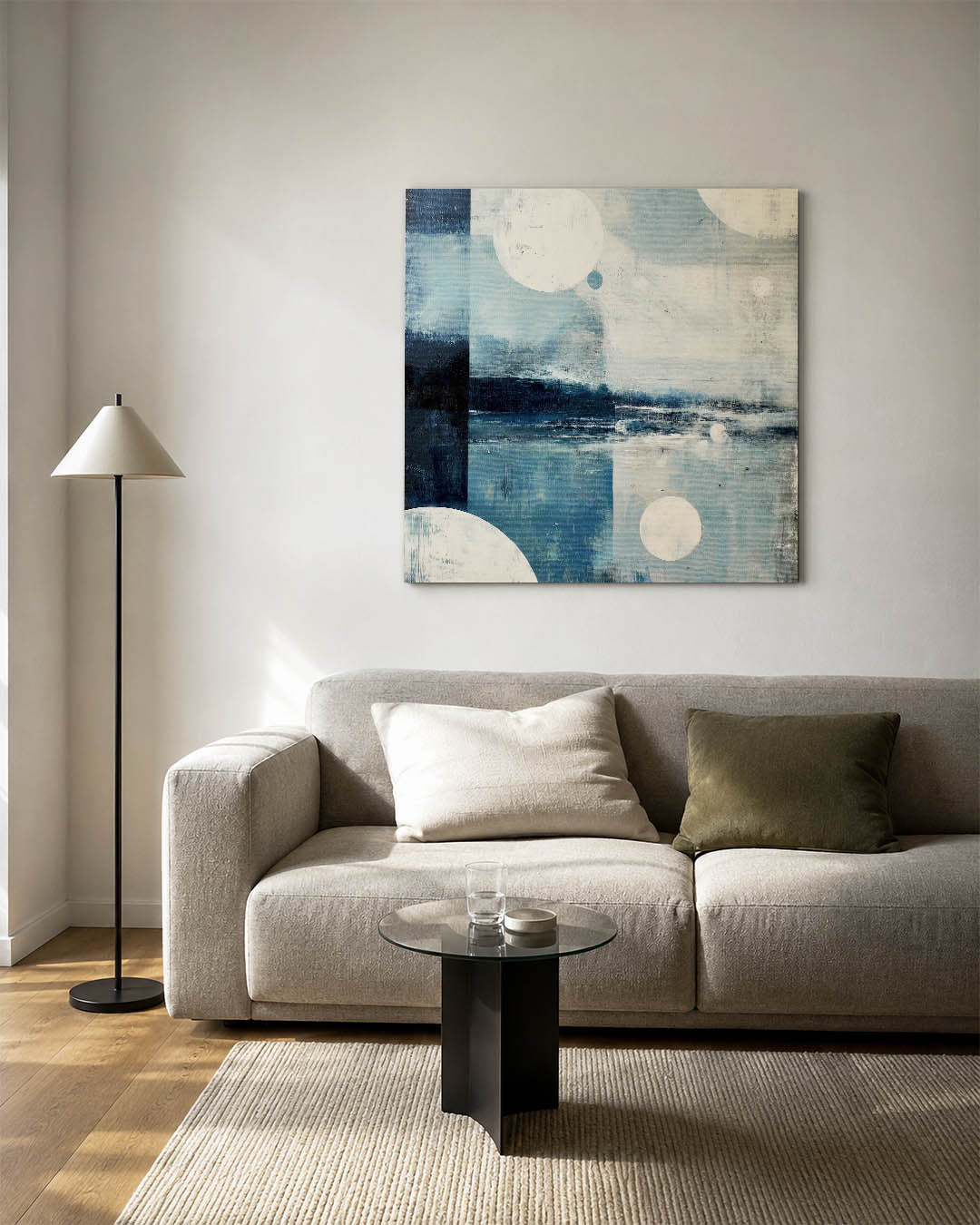 Geometrische vormen in blauw Kunstwerk