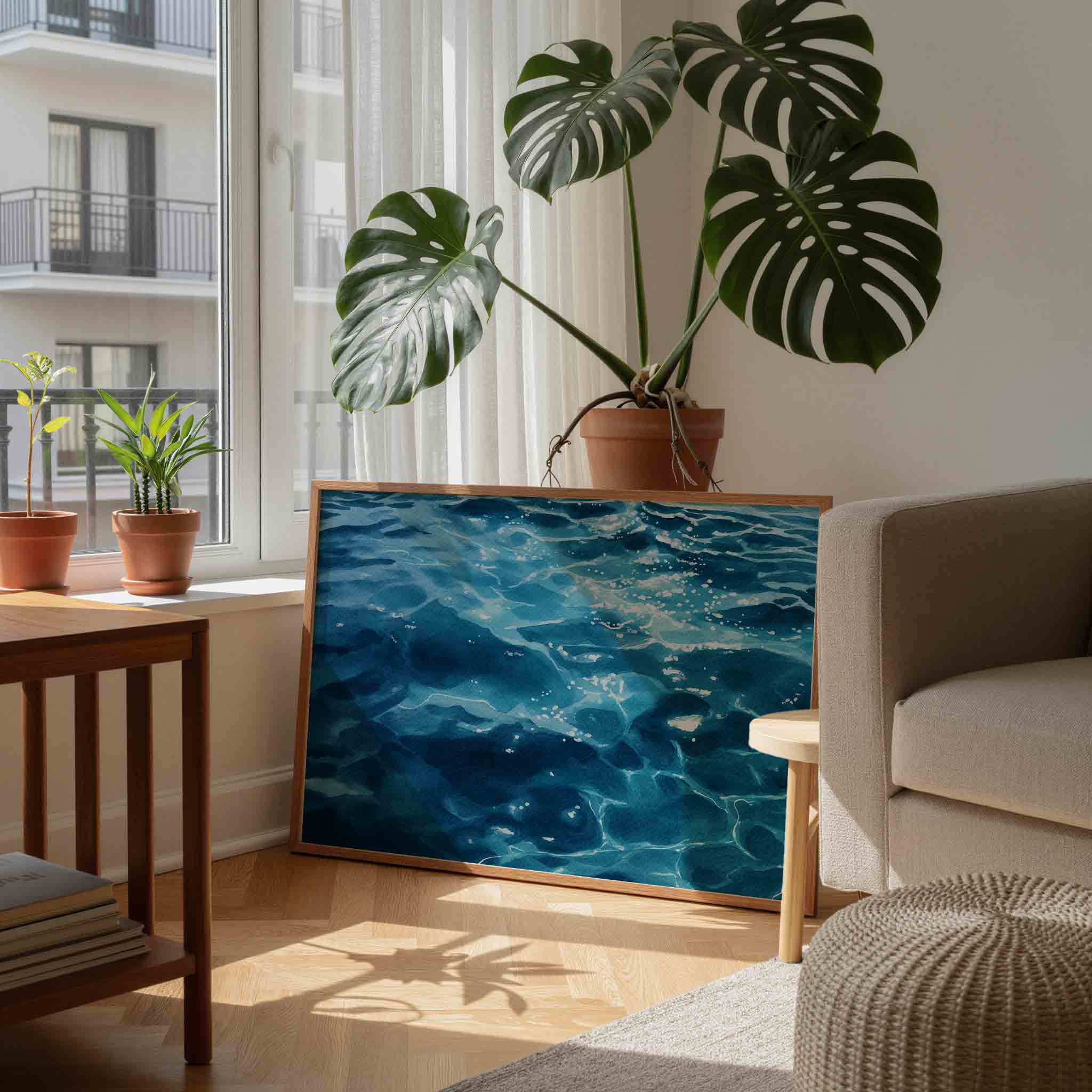 Blauwe wateroppervlak Poster