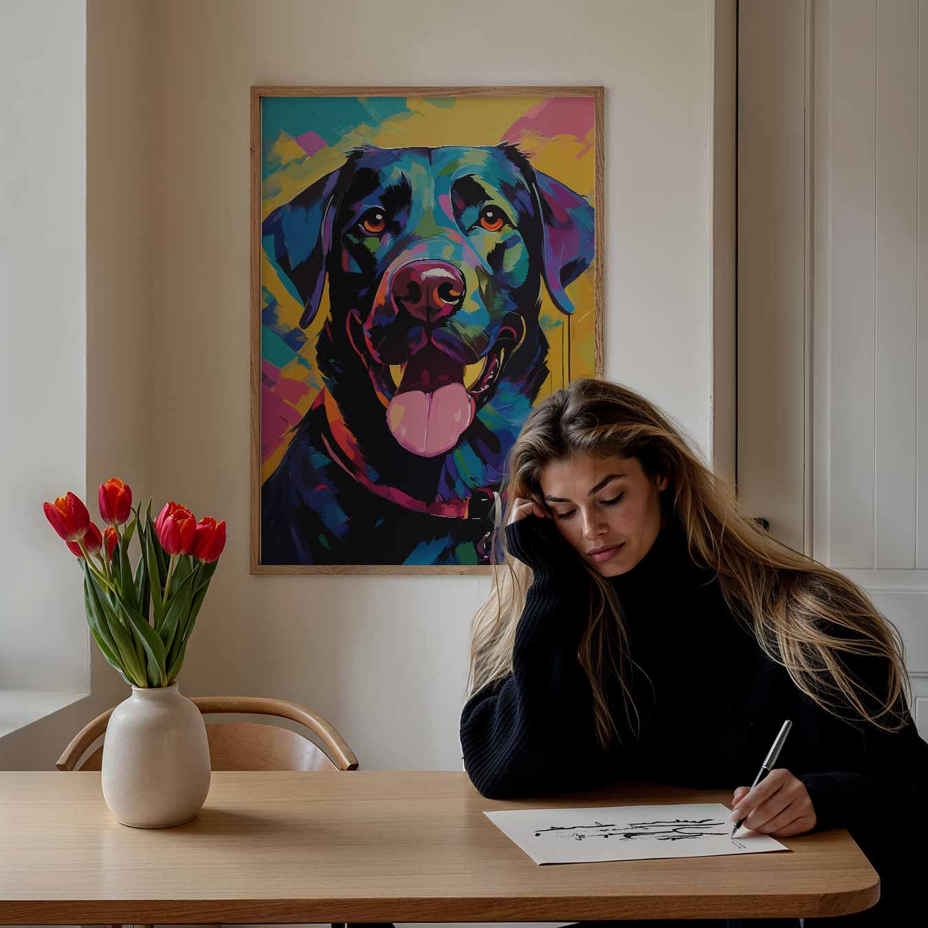 Kleurrijke Hond Vrolijkheid Poster-WallArtistic