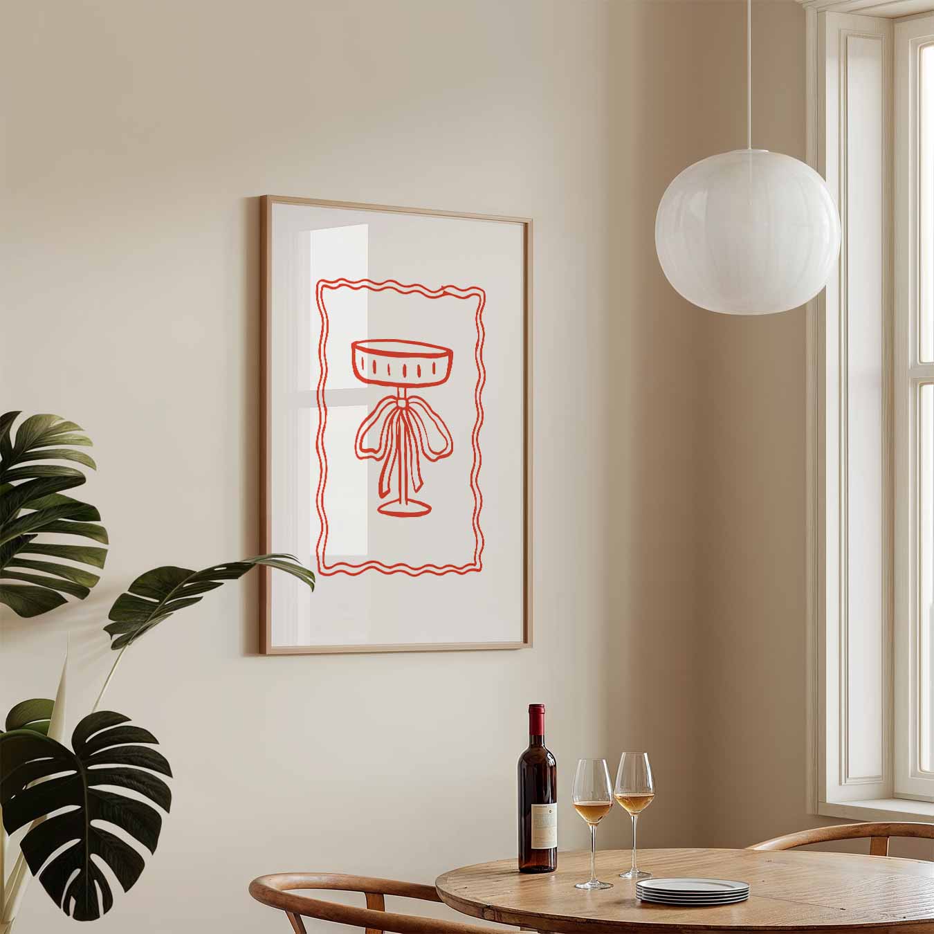 Vintage Rode Illustratie Poster-WallArtistic