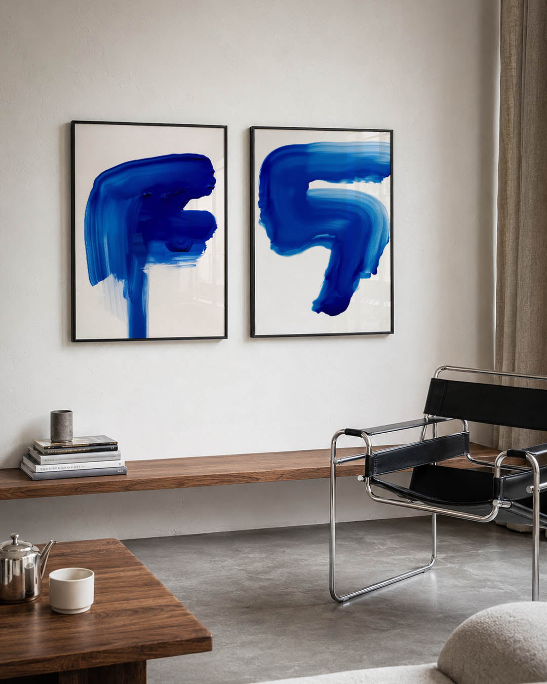 Blauw vloeiend vlak Posterset
