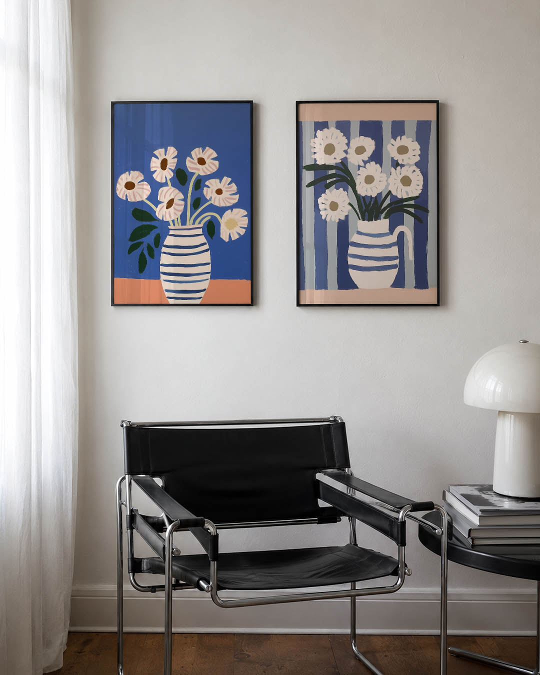 Bloemen en strepen Posterset