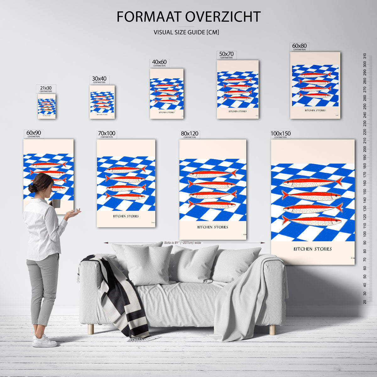 Vissen op blauw wit Poster