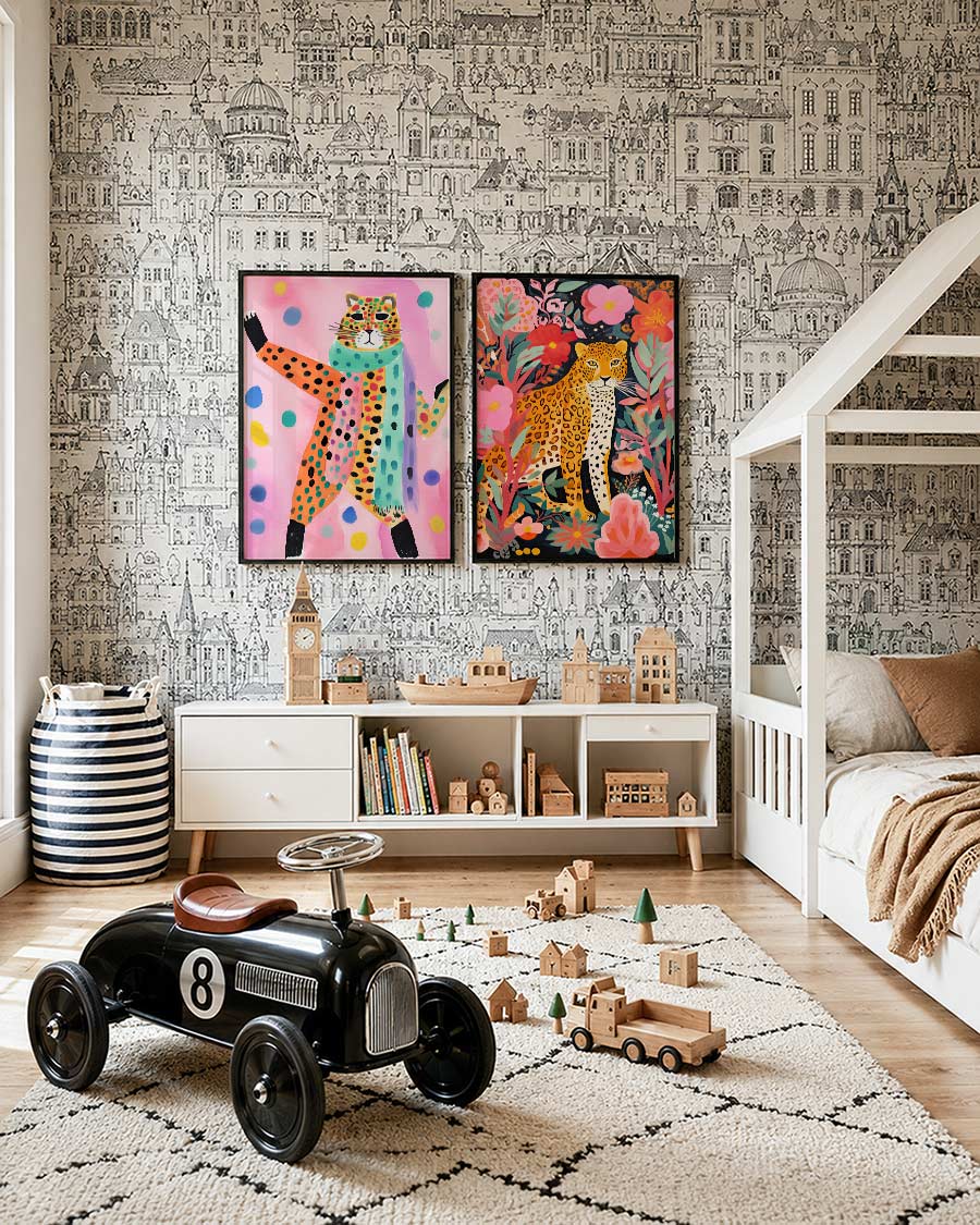 Vrolijke kleurenkat Posterset