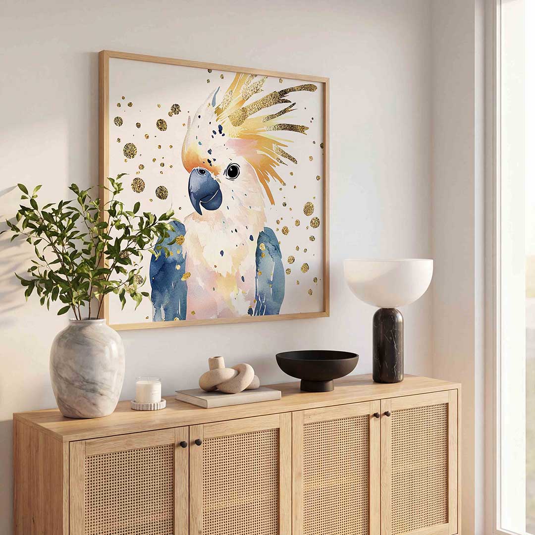 Papegaai met gouden stippen Poster