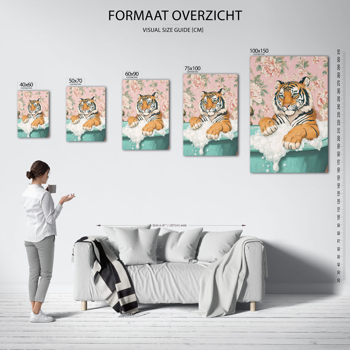 Tijger in bad Kunstwerk