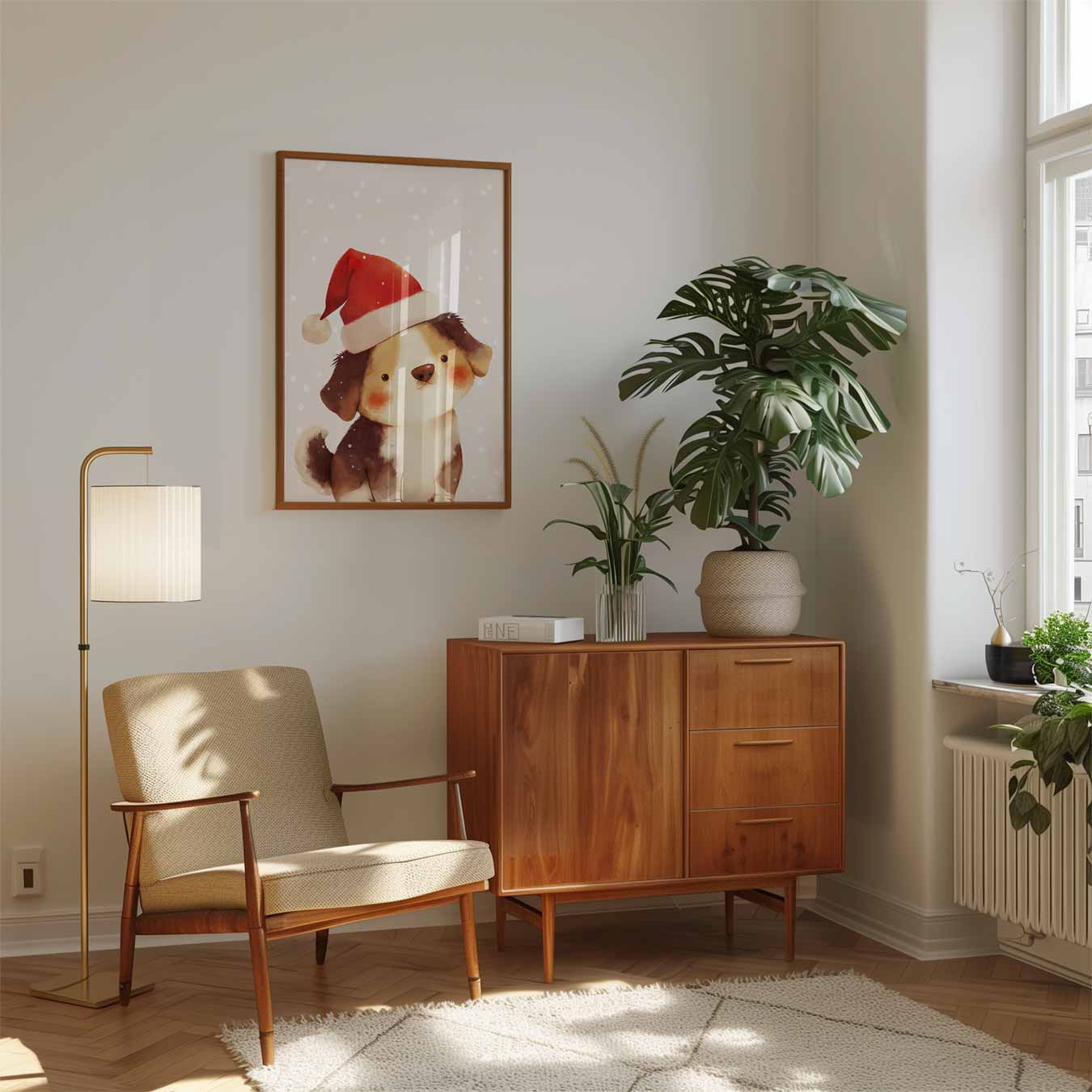 Schattige Kerst Puppy Poster-WallArtistic
