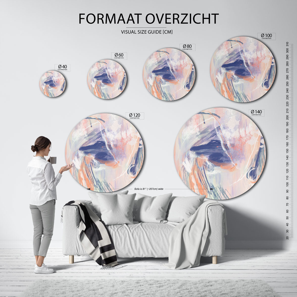 Abstracte penseelstreken Muurcirkel