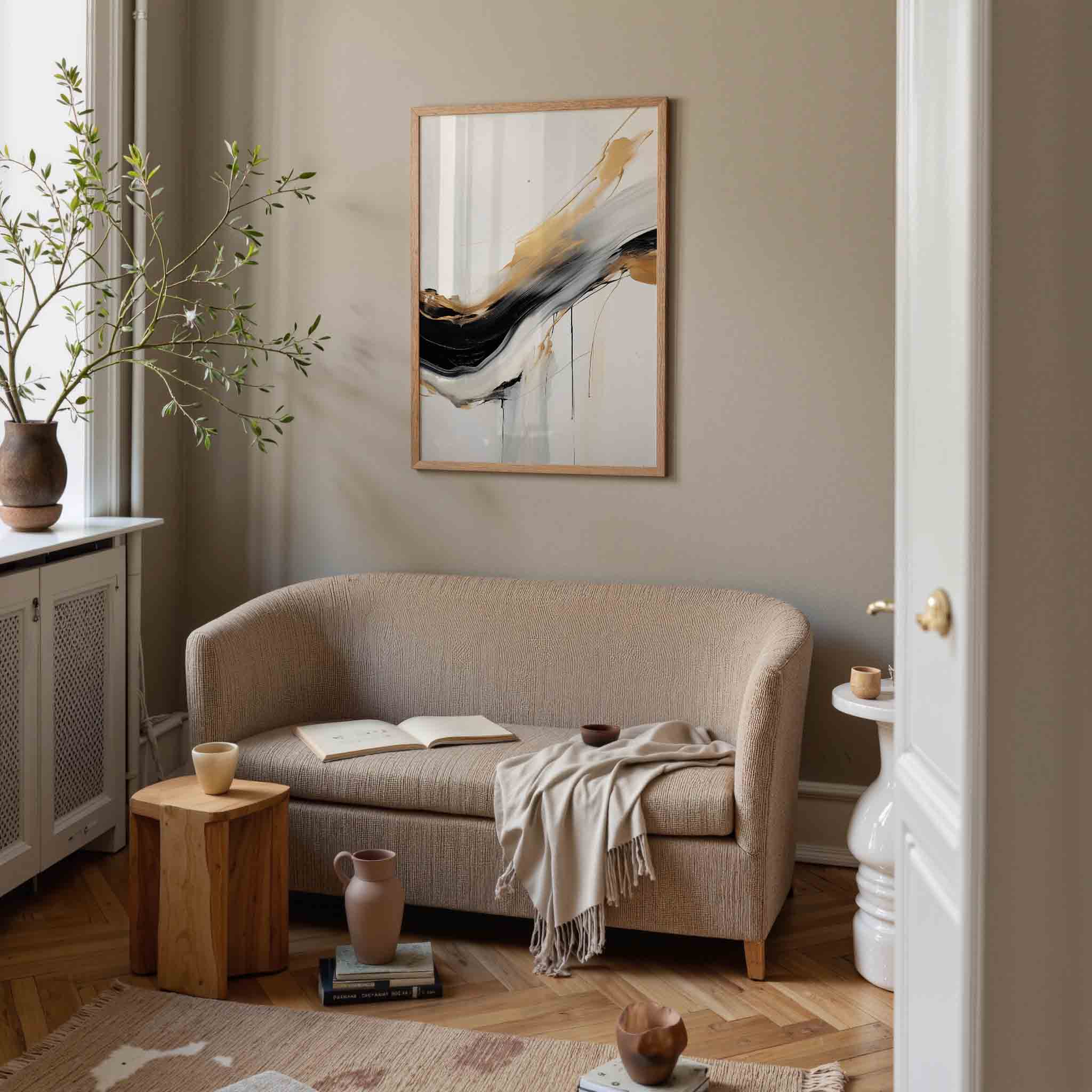 Gouden en zwarte stroom Poster