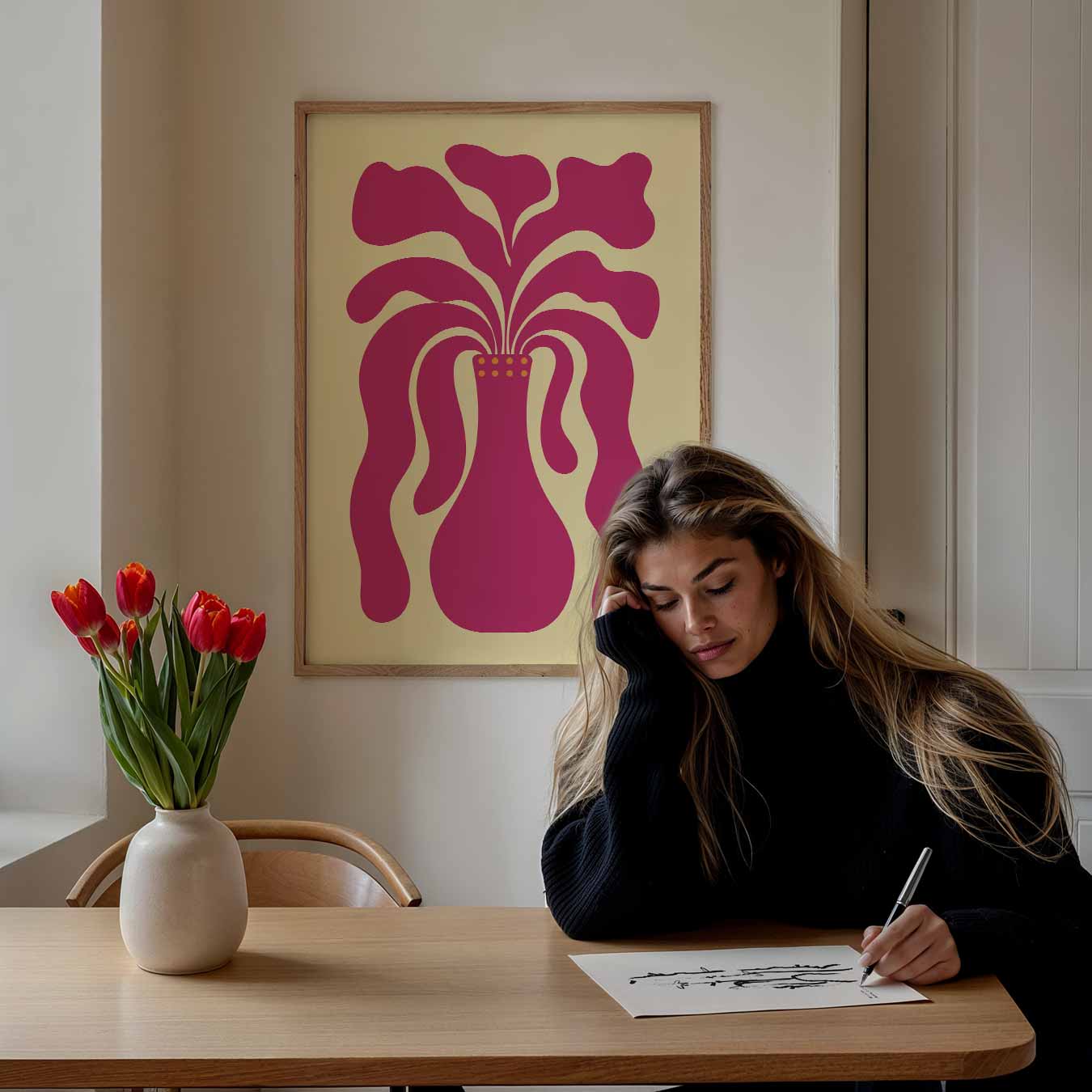 Speelse Vaasvorm Illustratie Poster-WallArtistic