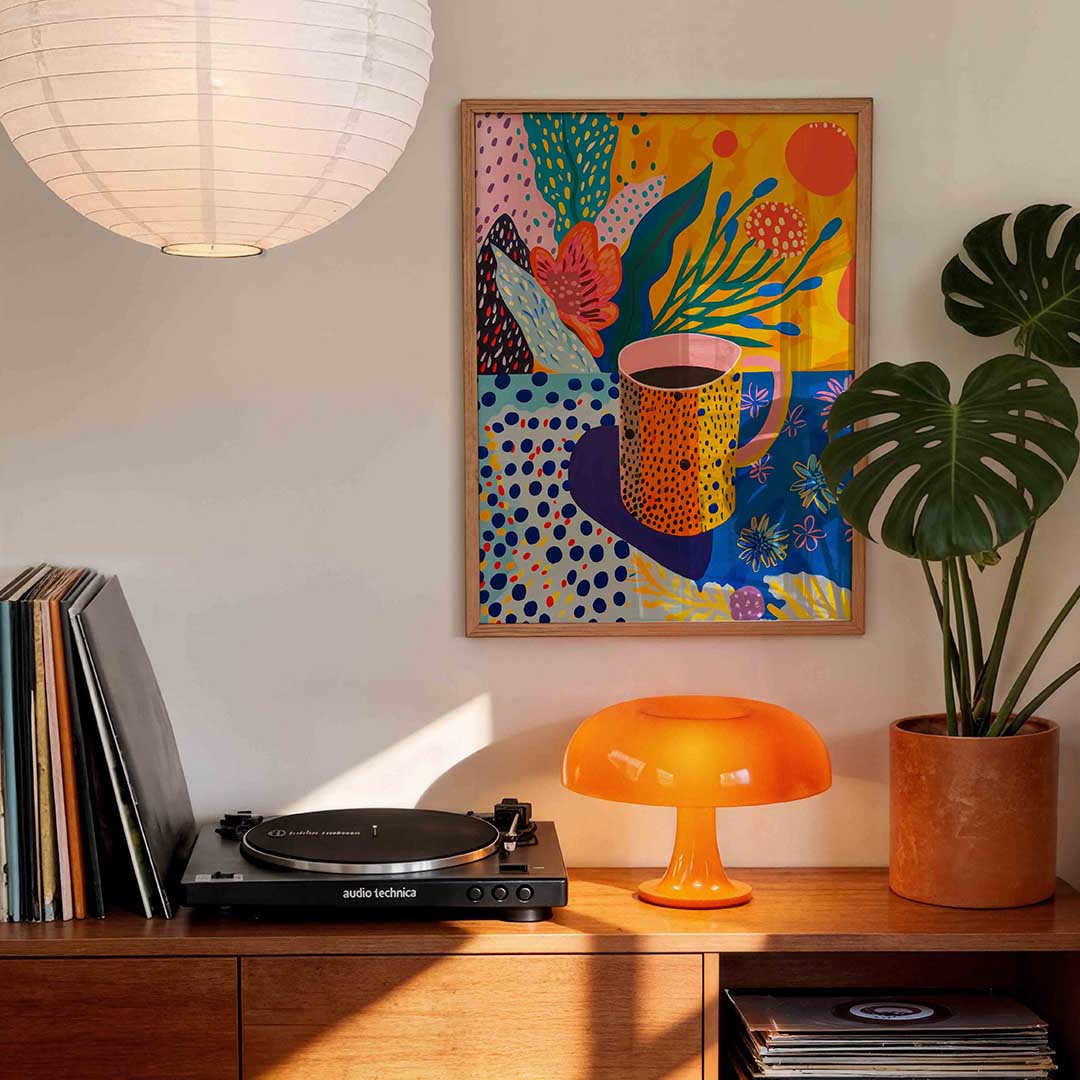 Bloemen en mok Poster