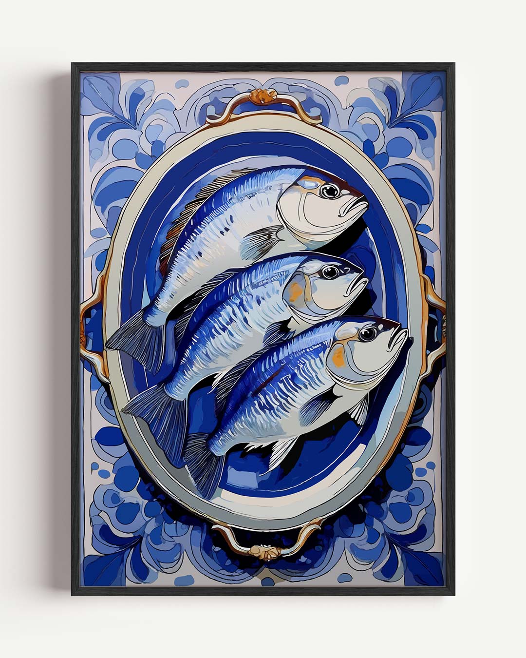 Stijlvolle Blauwe Visprint Poster-WallArtistic