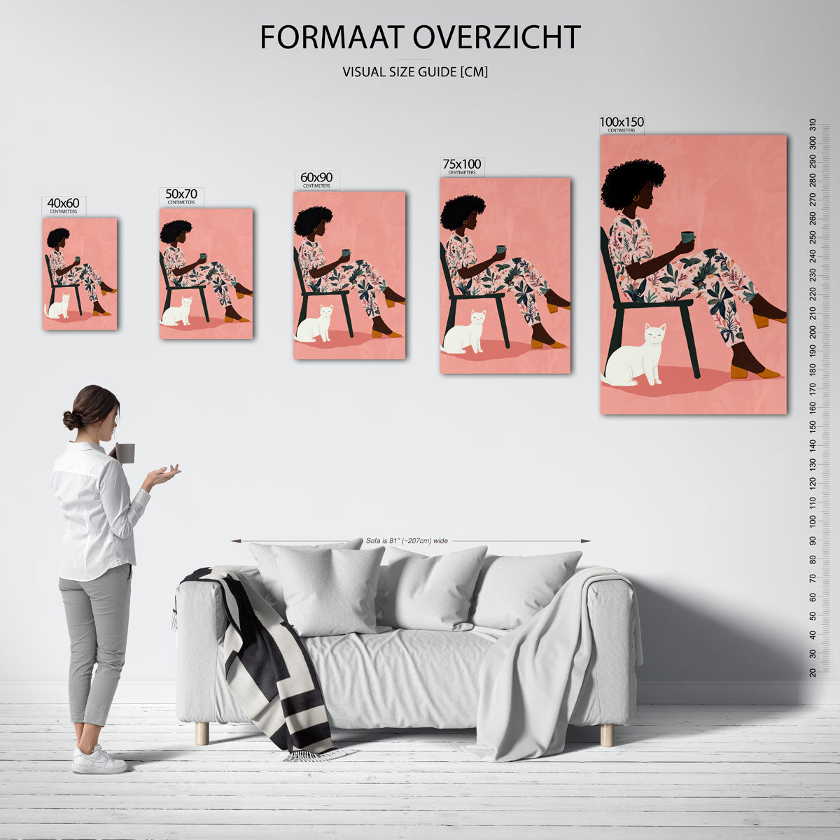 Vrouw met kat Kunstwerk