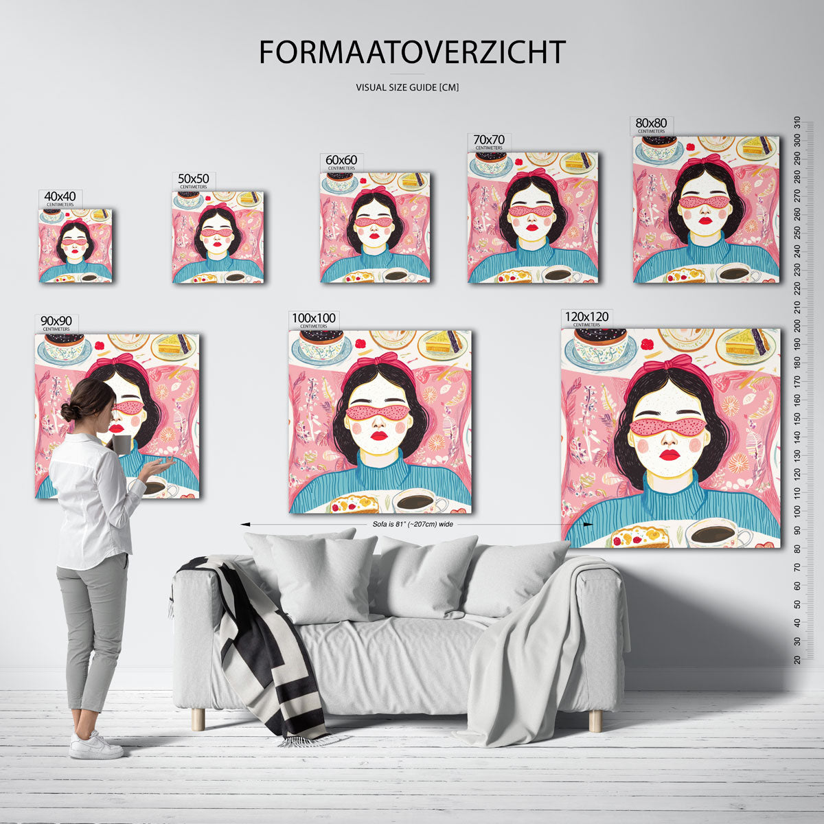 Vrouw met roze bril Poster