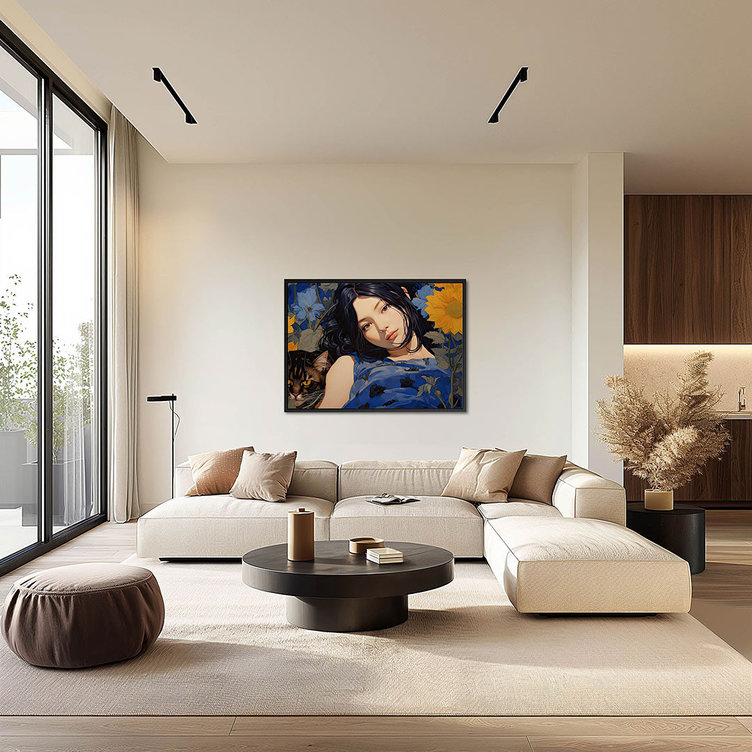 Dromerige bloemenportret Kunstwerk