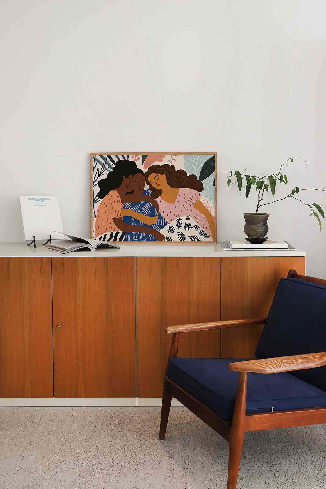 Drie vrouwen met bladeren Poster
