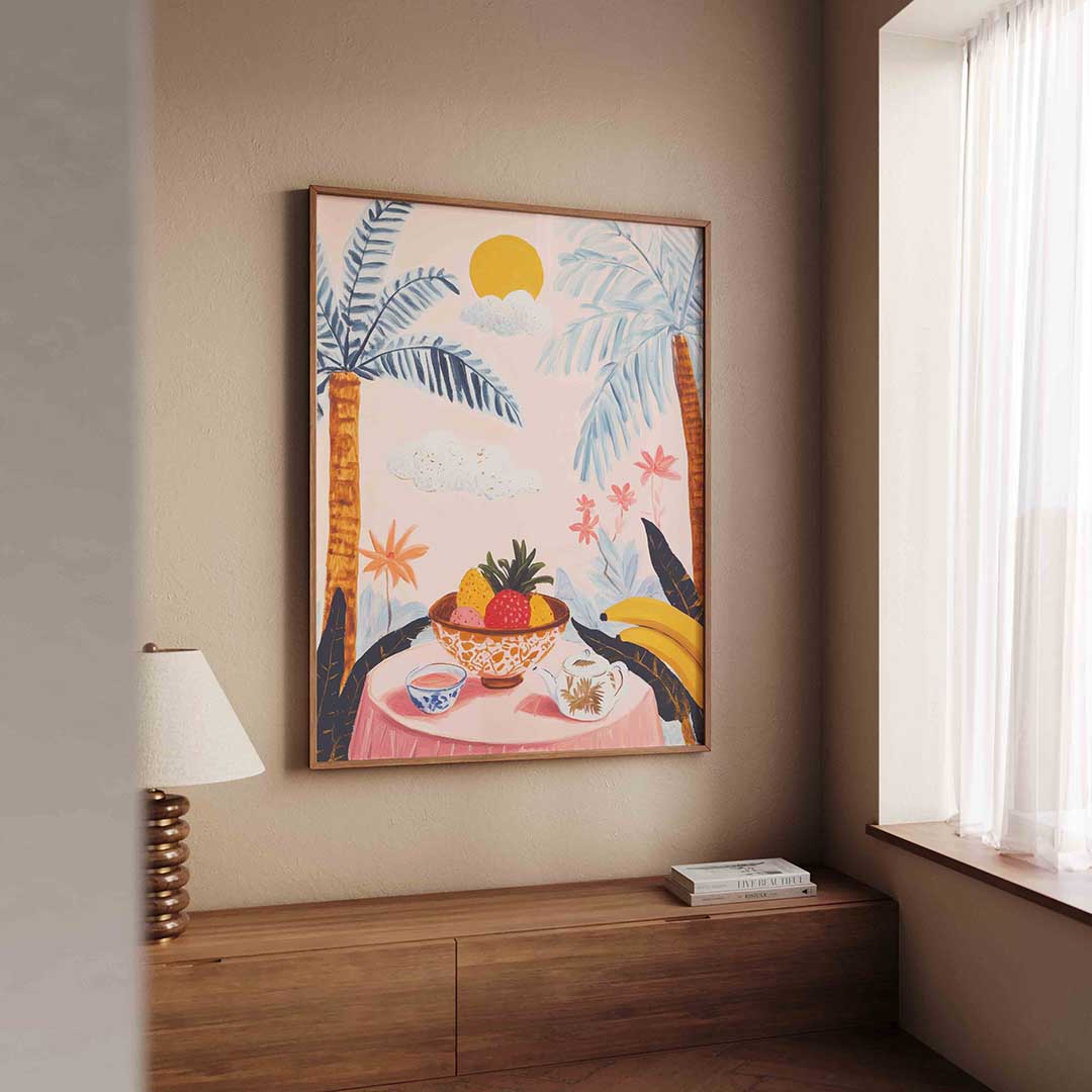 Tropisch fruit en palmbomen Poster