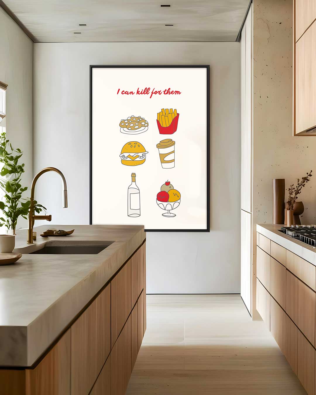 Fastfood Verlangen Illustratie Kunstwerk-canvas-dibond-plexiglas-wanddecoratie-WallArtistic