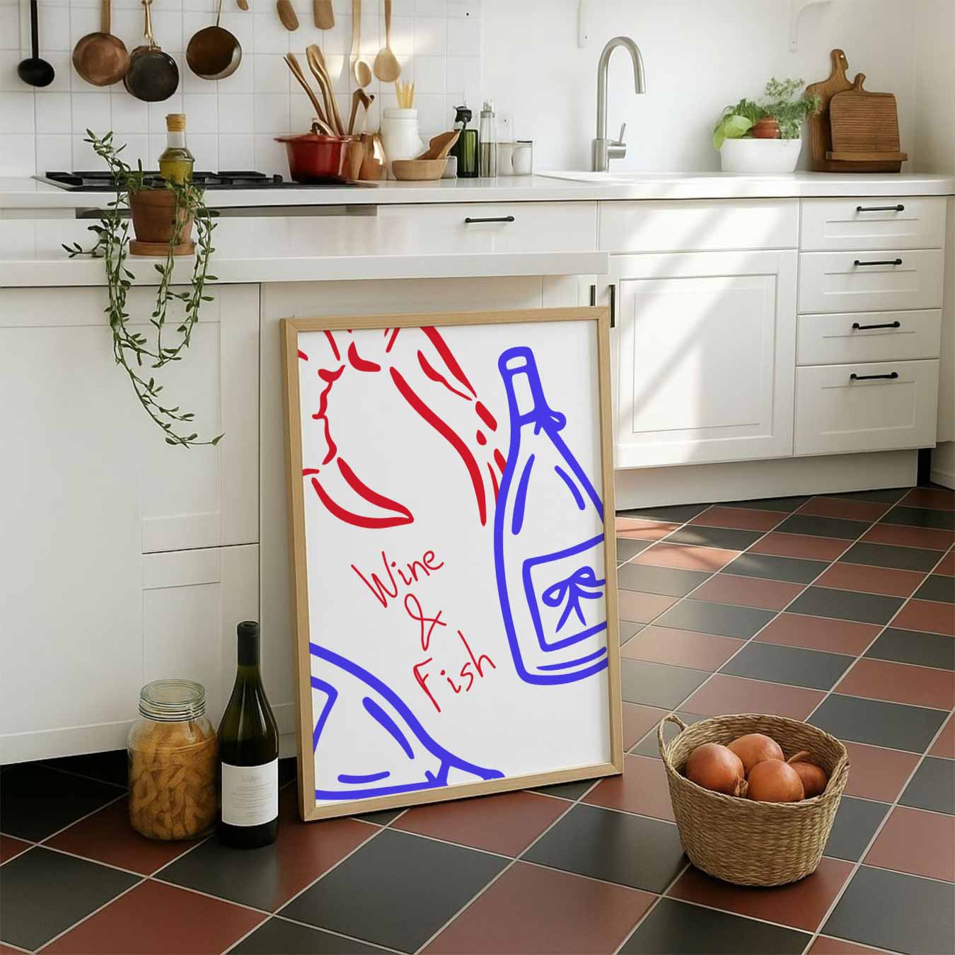 Wijn & Vis Stijlvolle Poster-WallArtistic