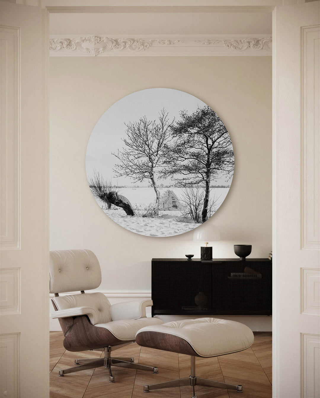 Winterlandschap met bomen Muurcirkel
