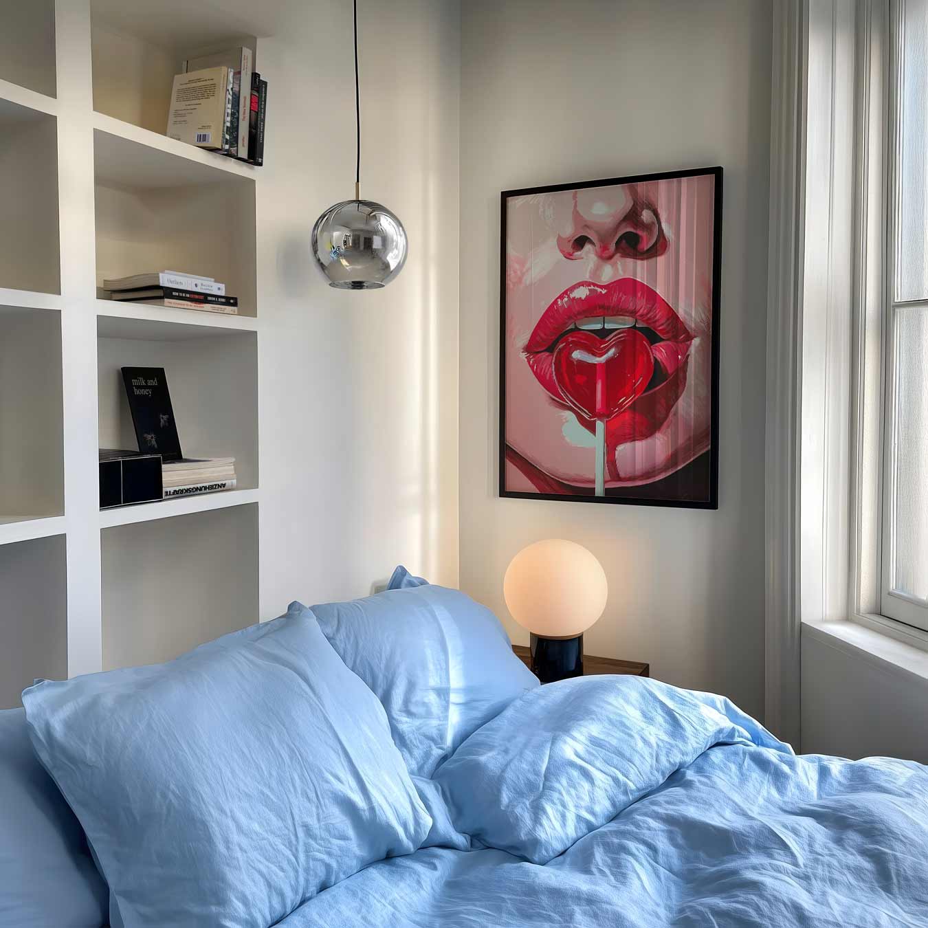Sensuele Lippen met Hartjeslolly Poster-WallArtistic