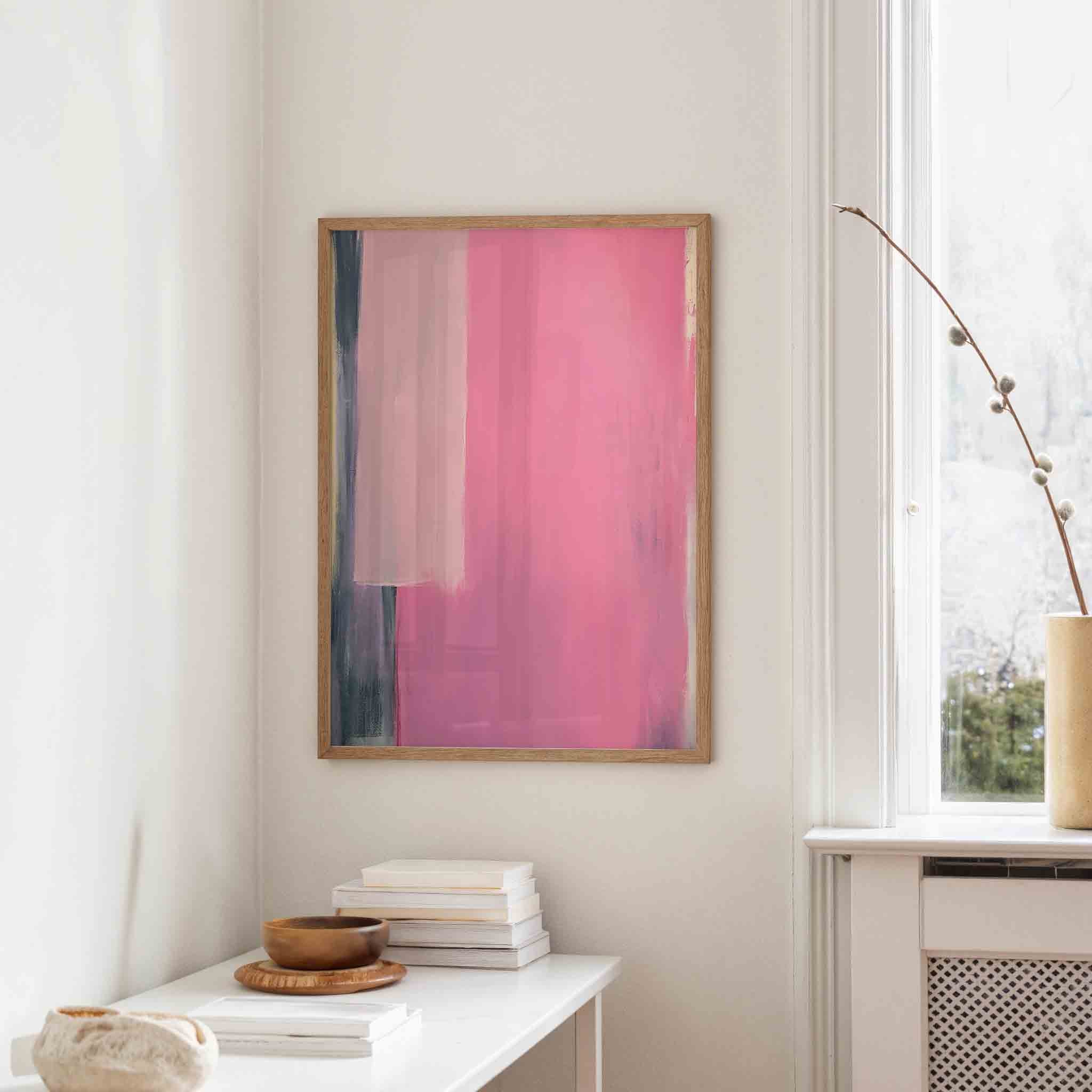 Roze en beige abstracte Poster