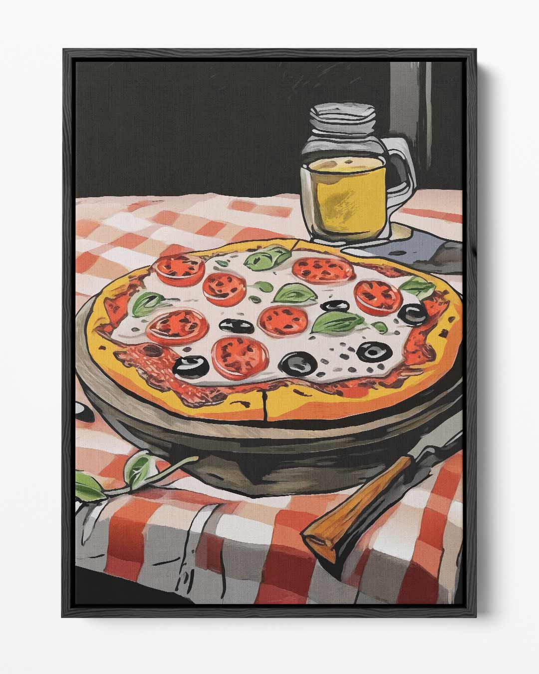 Pizza en Bier Avond Kunstwerk-canvas-dibond-plexiglas-wanddecoratie-WallArtistic