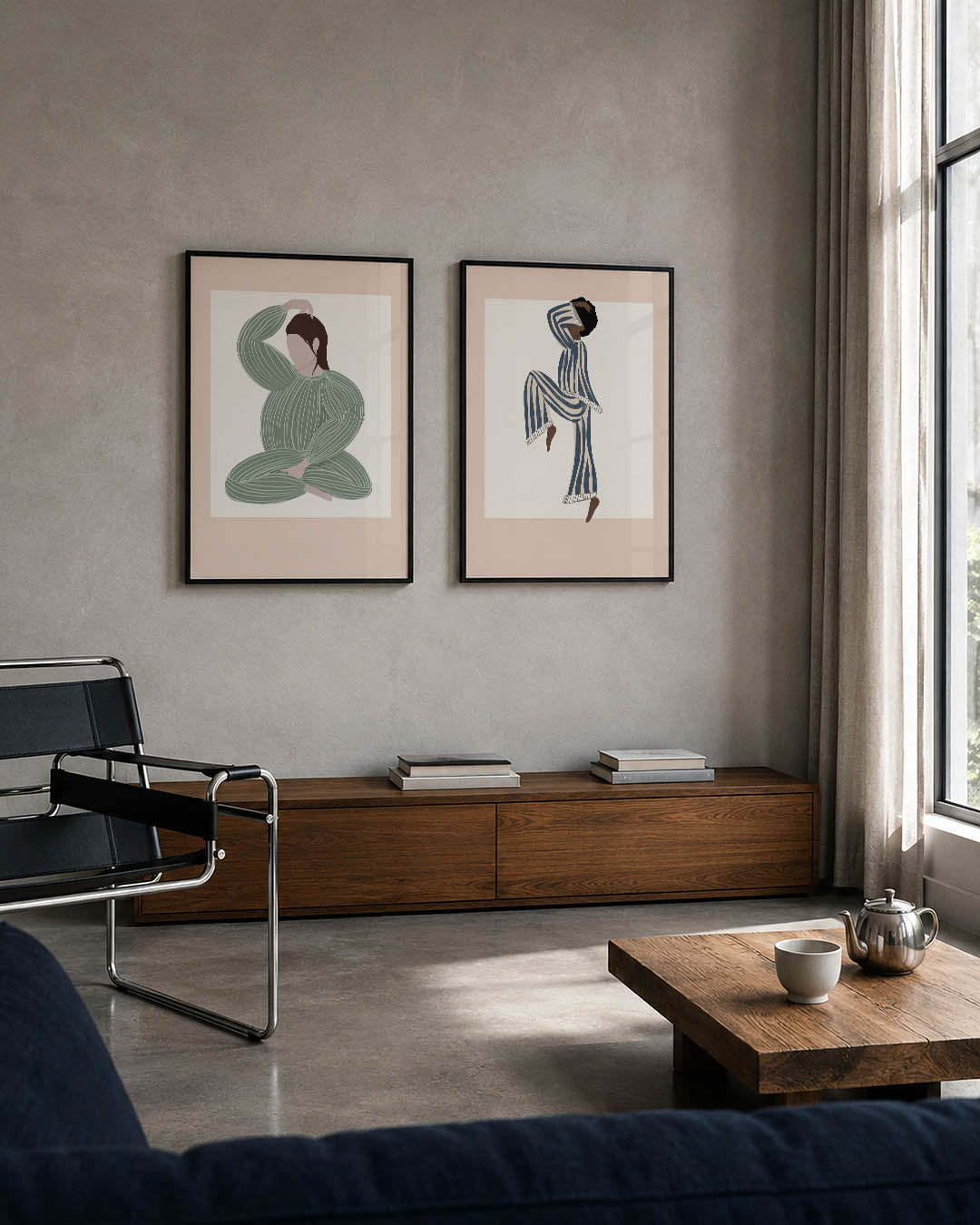 Zachte lijnenfiguur Posterset