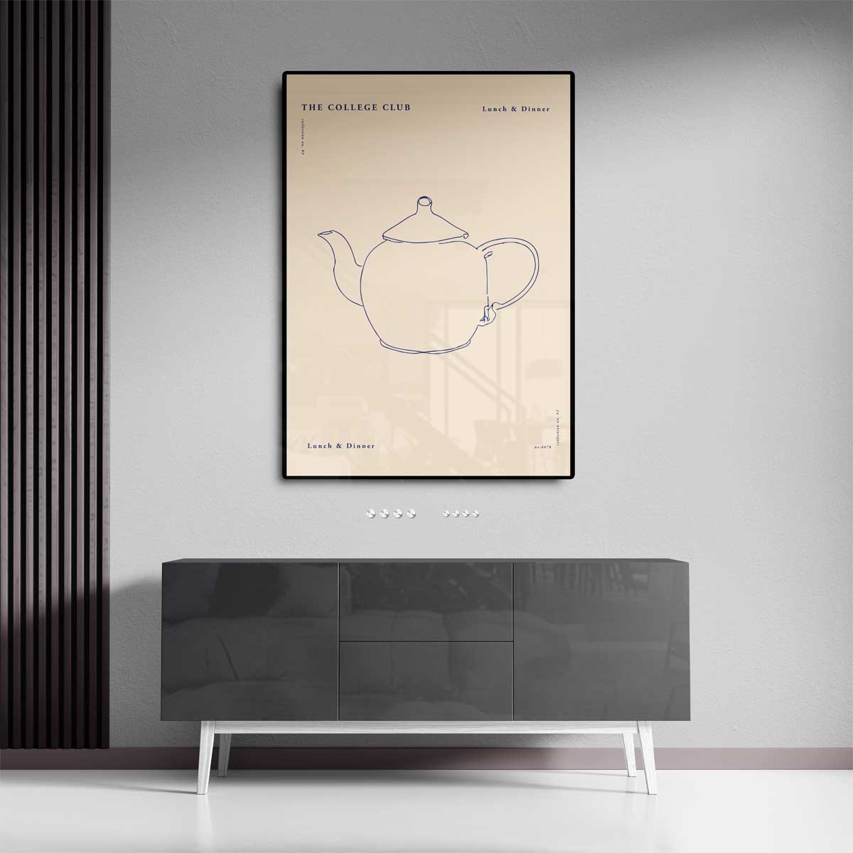 Rustieke Theepot Illustratie Kunstwerk-canvas-dibond-plexiglas-wanddecoratie-WallArtistic