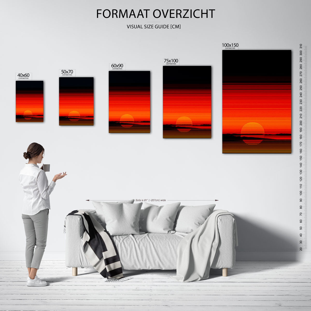 Horizontale zonsondergang Kunstwerk